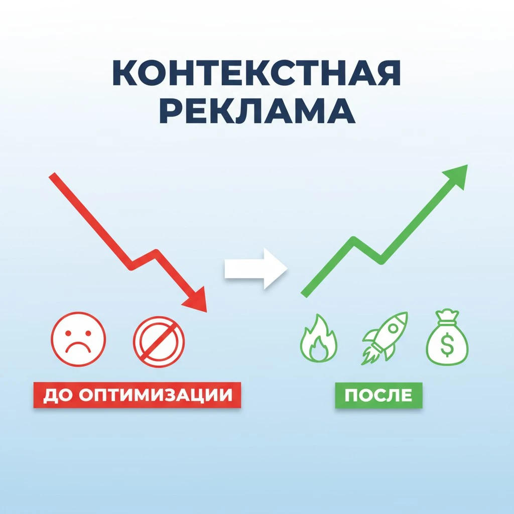 Реклама до оптимизации и после